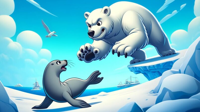 isbjørn som jager en sel